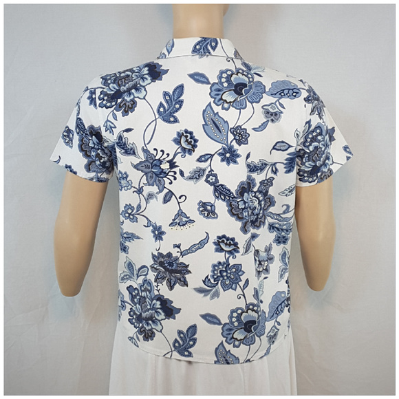 SUSAN GRAVER, Denim Floral Top, size XLarge XL X-L - Picture 3 of 8